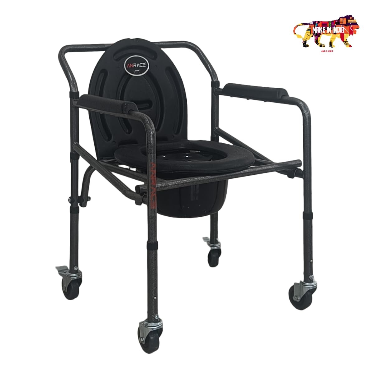 ANRACE HIEGHT ADJUSTABLE COMMODE CHAIR FOR DIABLED WITH WHEELS - Image 2
