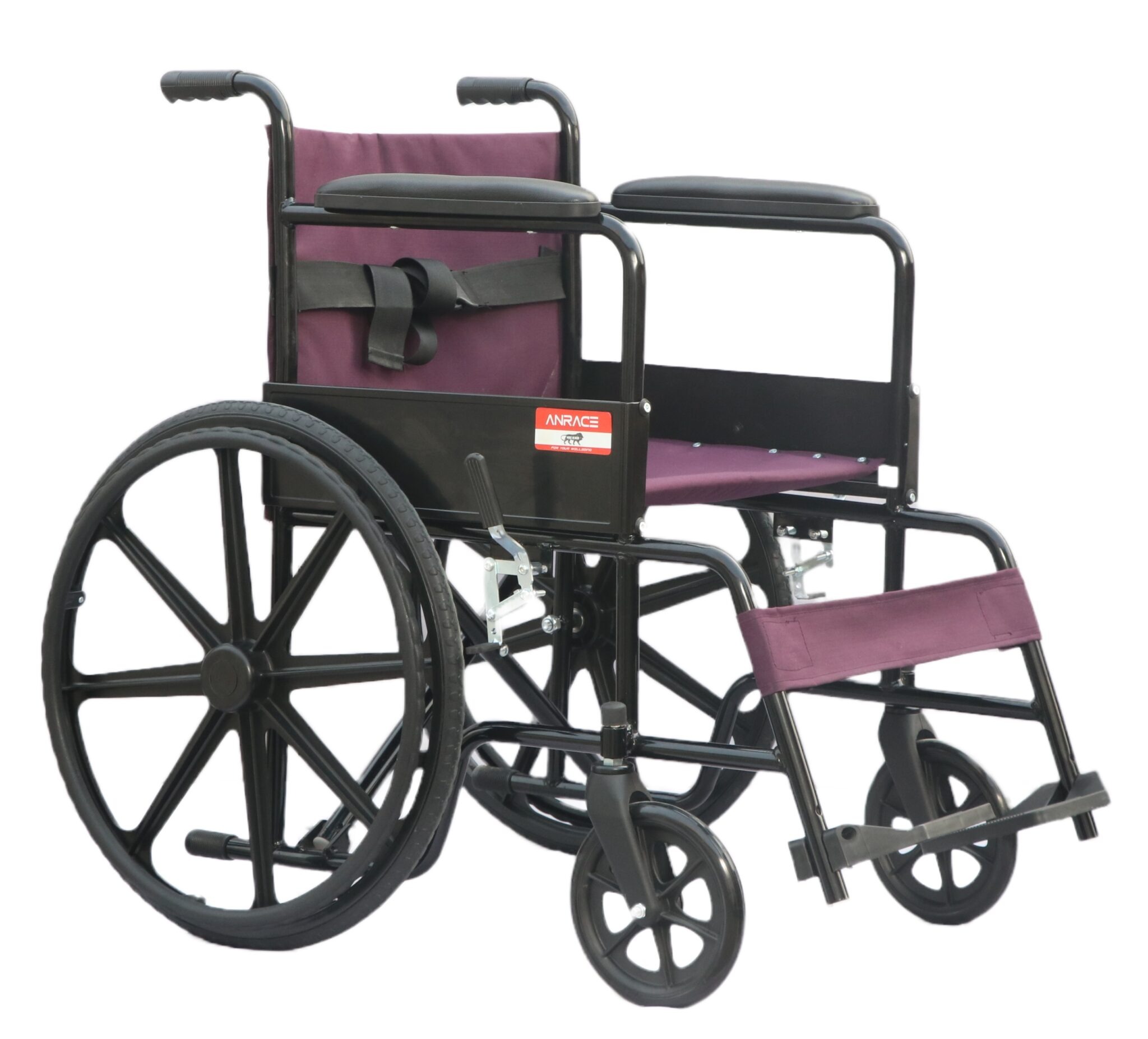 ANRACE FOLDING TRANSIT WHEELCHAIR (12INCH) - Image 2